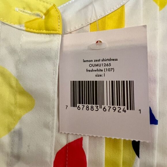 NWT Kate Spade Lemon Zest Shirtdress Shirt Dress Size LARGE - Picture 6 of 6